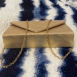 Amazon Gold Metallic Envelope Clutch with Chain Strap